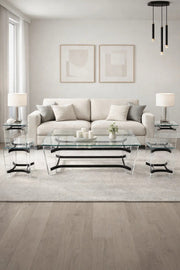 Modern 5-Piece Glass Coffee Table Set with Black Acrylic Base √ê Contemporary Living Room Set