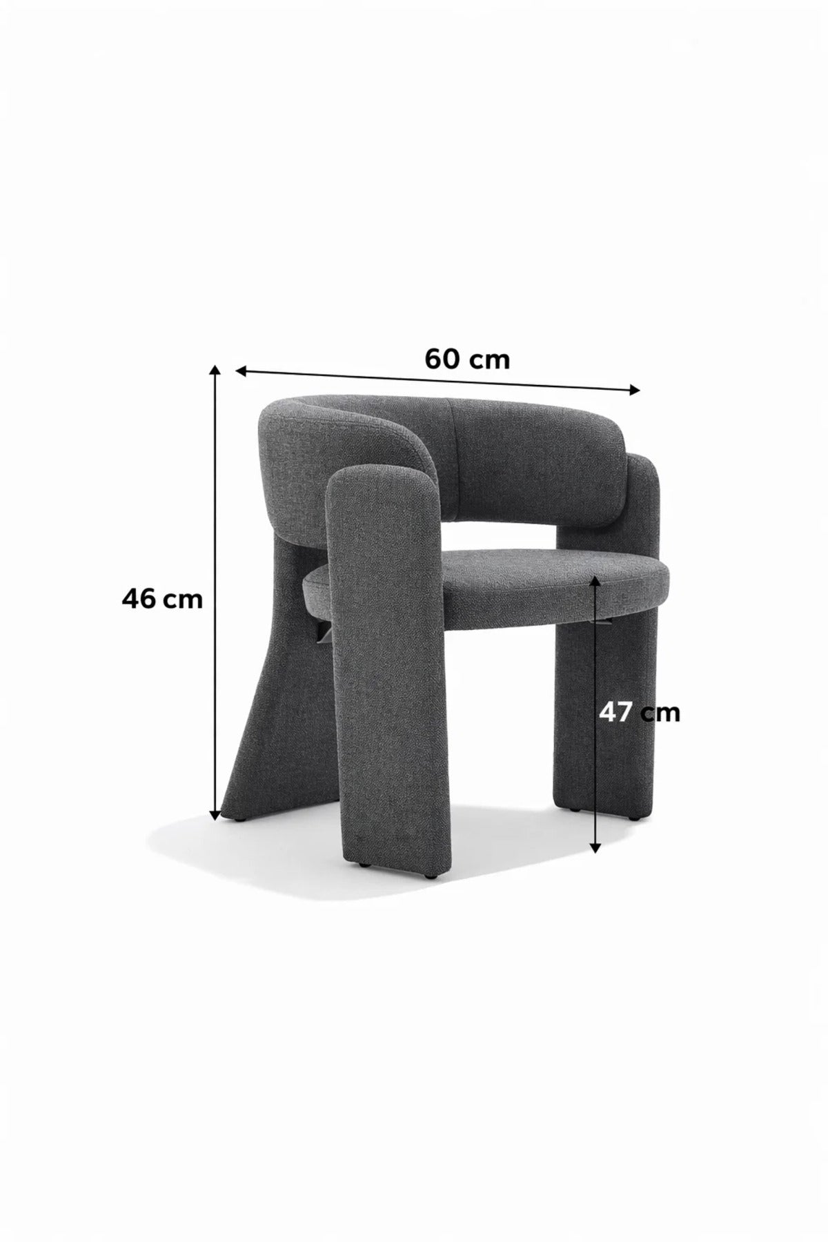 Modern Dark Grey Sculptural Upholstered Accent Chair for Living Room Dining and Home Office Use