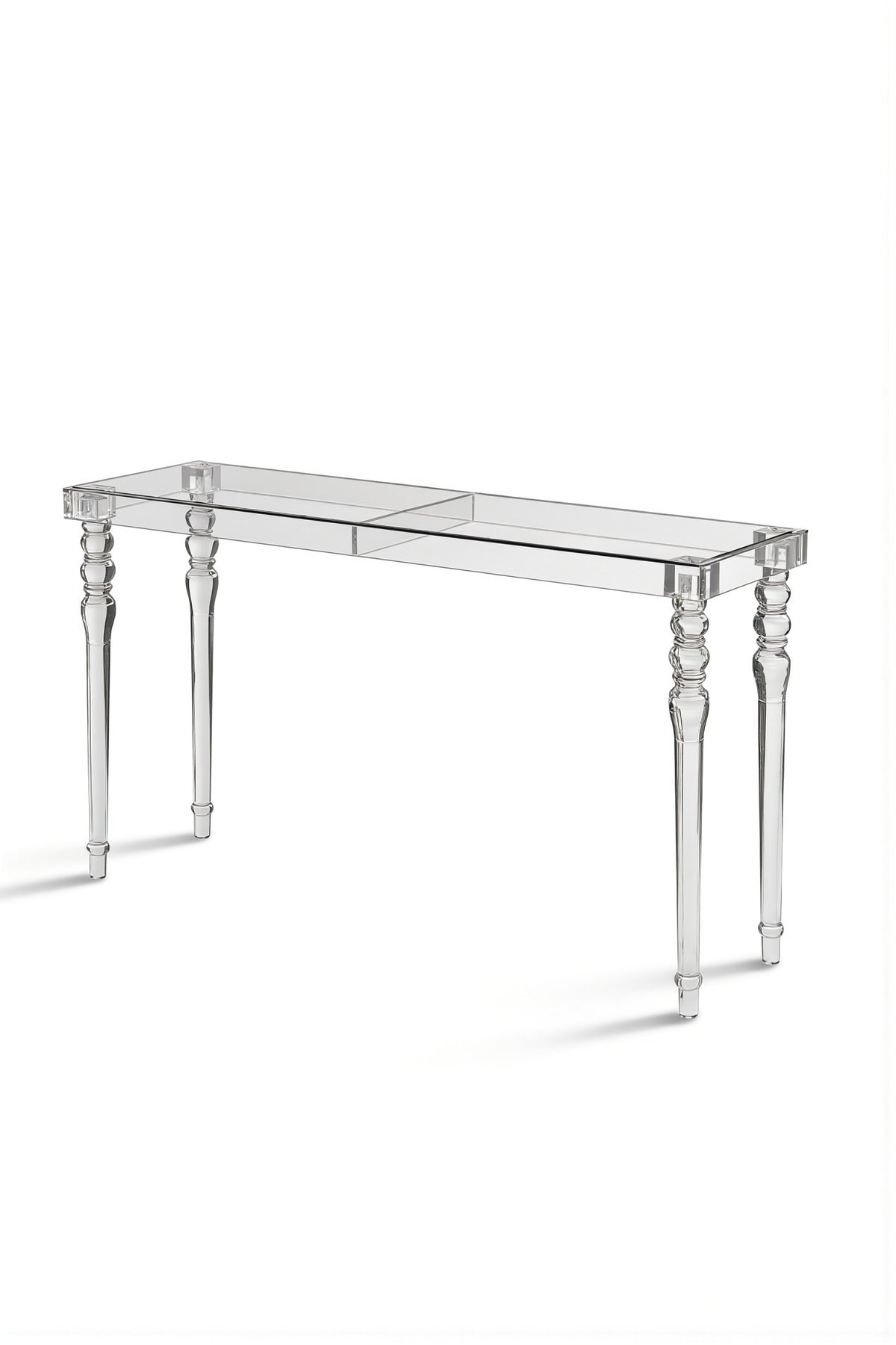 Modern Clear Acrylic Console Table 140cm Transparent Hallway Furniture with Elegant Turned Legs