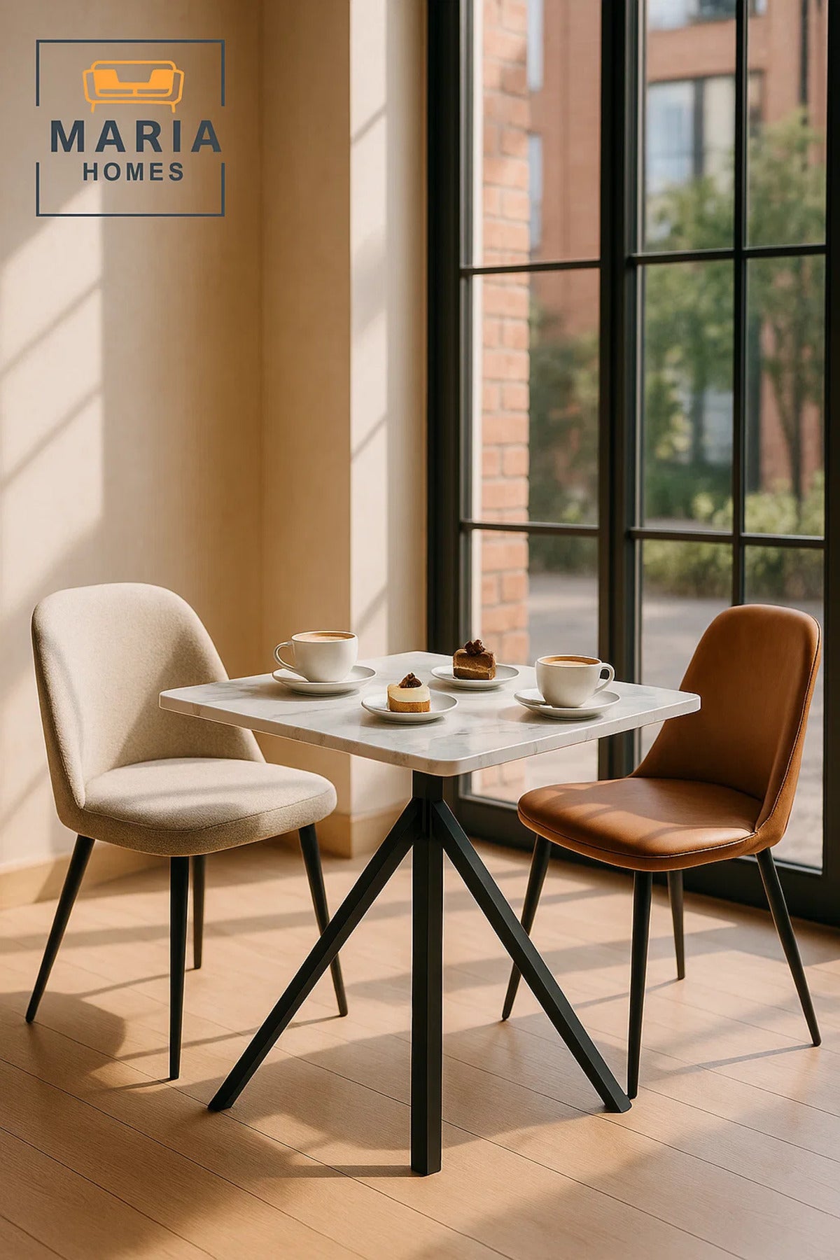Square White Marble Dining Table √ê Modern Caf≈Ω, Restaurant, Office & Home Metal Furniture 70_70 cm