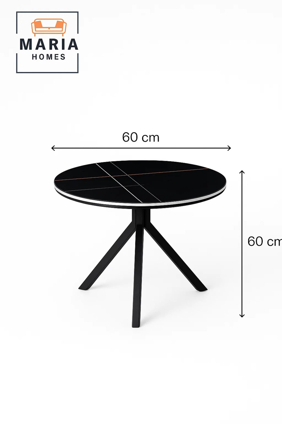 Round Black Marble Dining Table √ê Modern Caf≈Ω, Restaurant, Office & Home Metal Furniture 60_60_60 cm