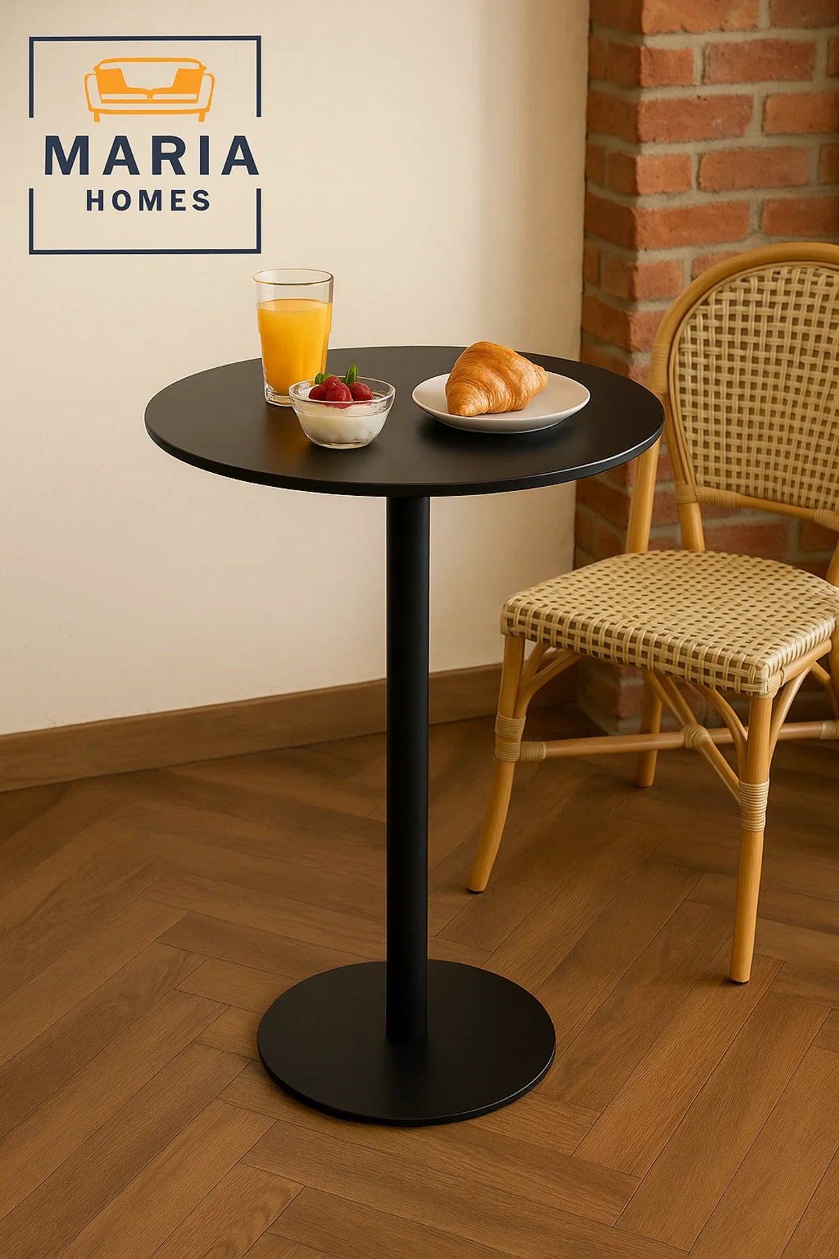 Sleek Black Round Metal Cafe Table Ð Minimalist Design