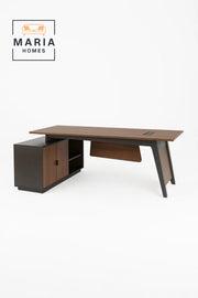 Desk with Angled Legs and Built-In Storage Cabinet