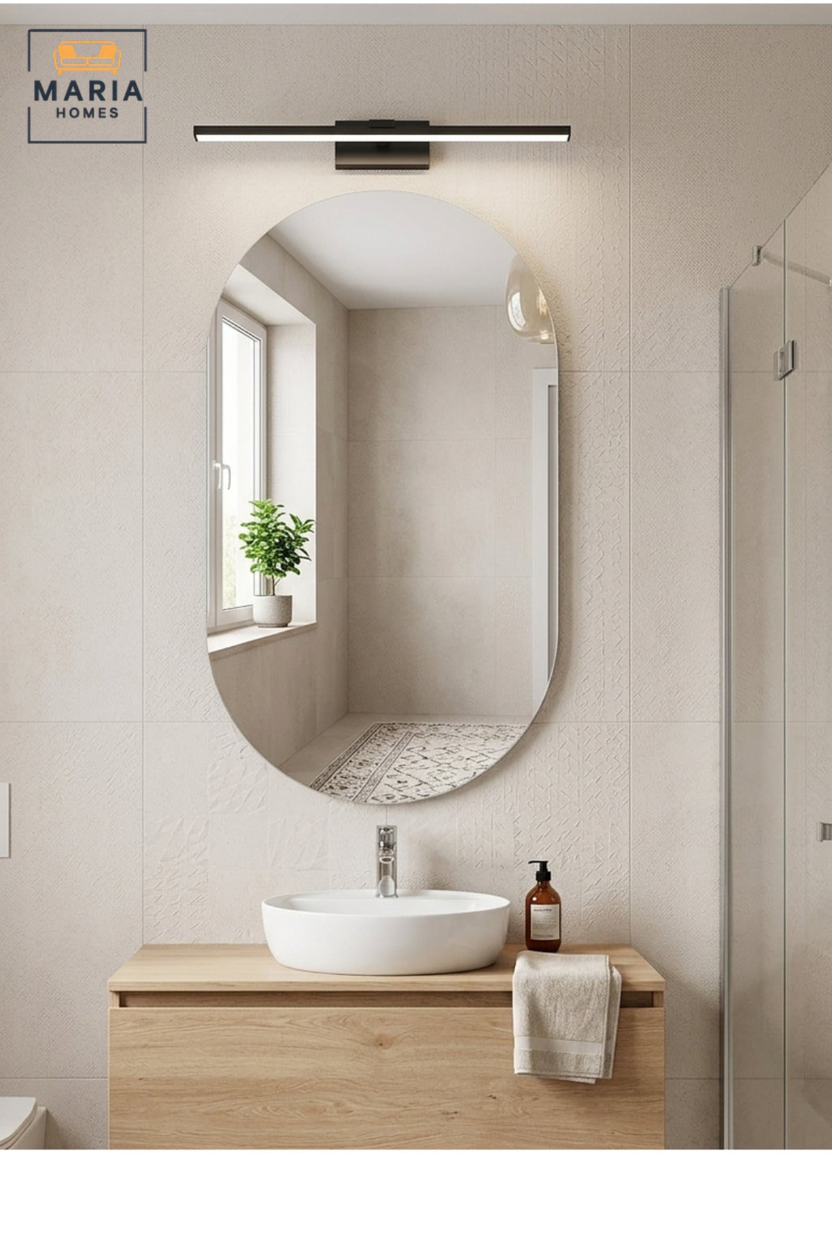 Frameless Irregular Wall Mirror 120 × 60 cm with Soft Curved Shape, Modern Decorative Mirror for Bathroom, Bedroom, Dressing Room, Hallway and Vanity