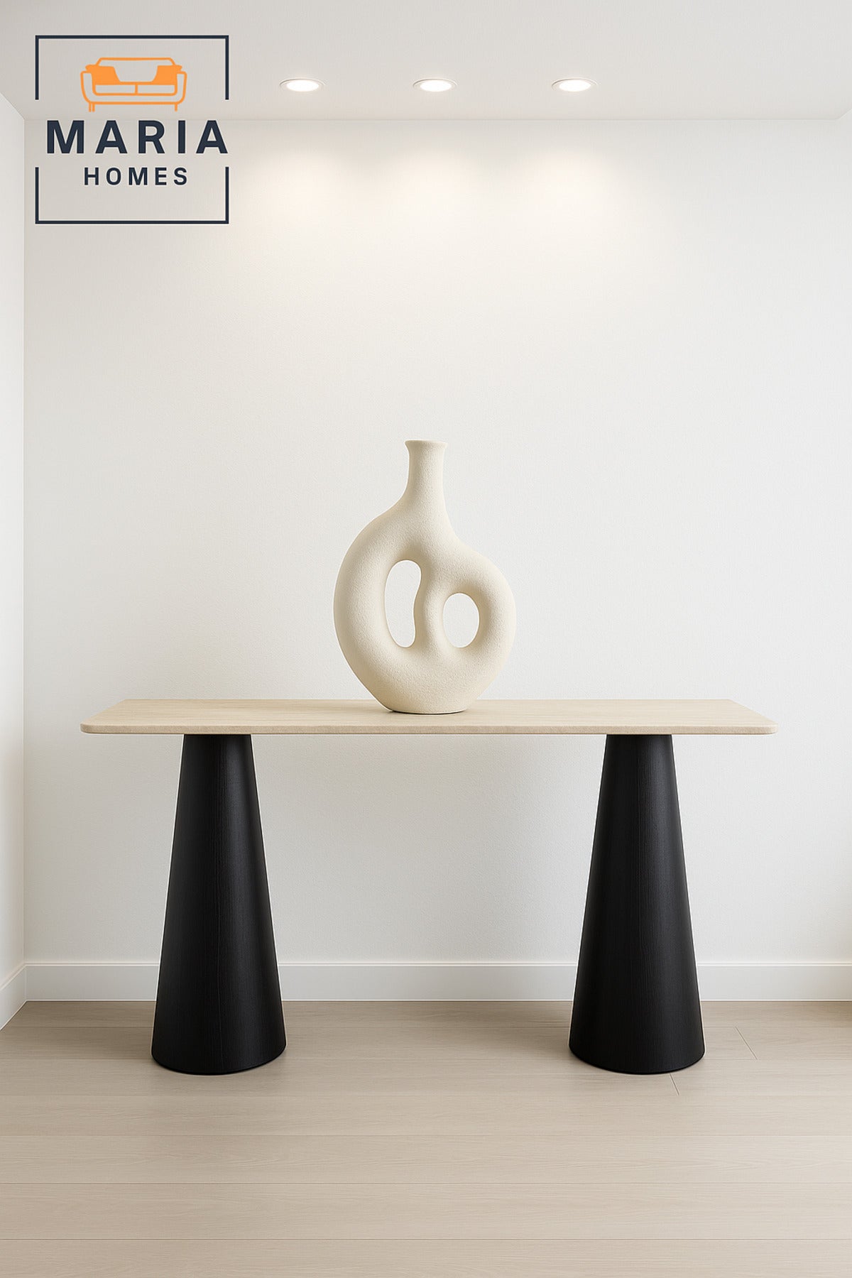Modern Console Table Ð Beige Top with Black Base, Entryway & Living Room Furniture (140_40_80 cm)