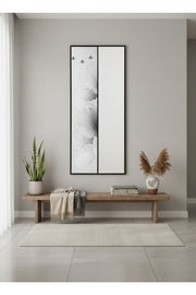 Wall Art Panel with Mirror and Hooks Floral Design for Entryway 180x80cm wall art panel