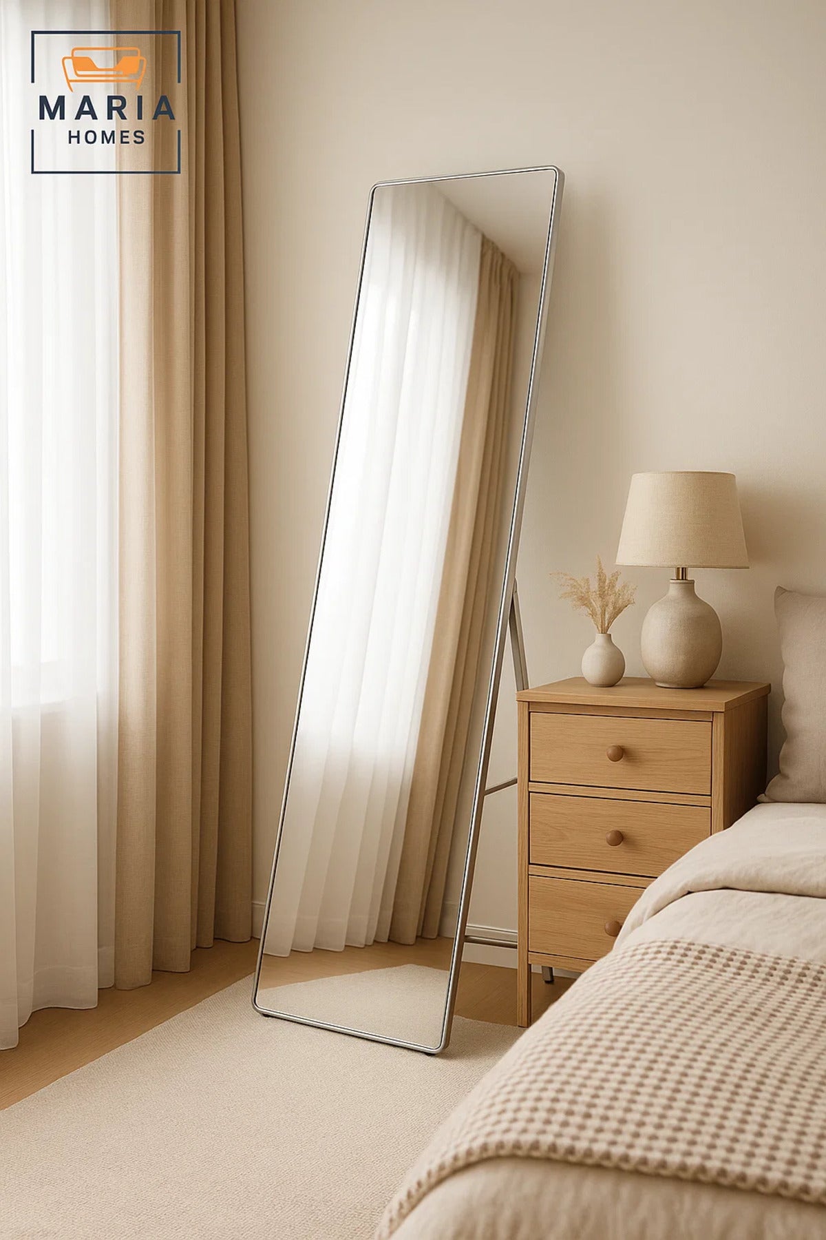 Full Length Silver Frame Standing Floor Mirror for Bedroom Dressing Room D≈Ωcor 170x50