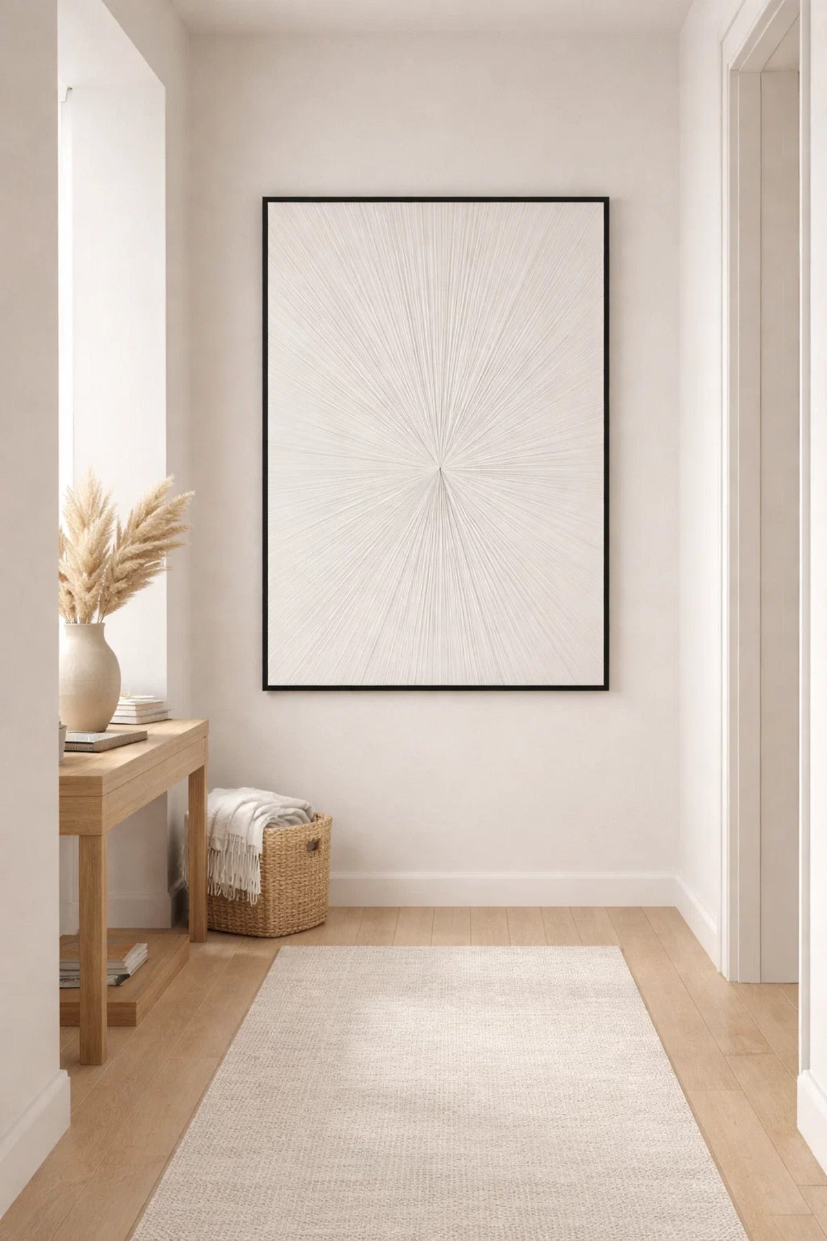 Minimalist Abstract Wall Art with Black Frame 123 x 83 cm