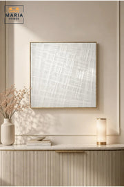 Textured Basket Weave Wall Art with Gold Frame Ð Modern Abstract Decorative Artwork
