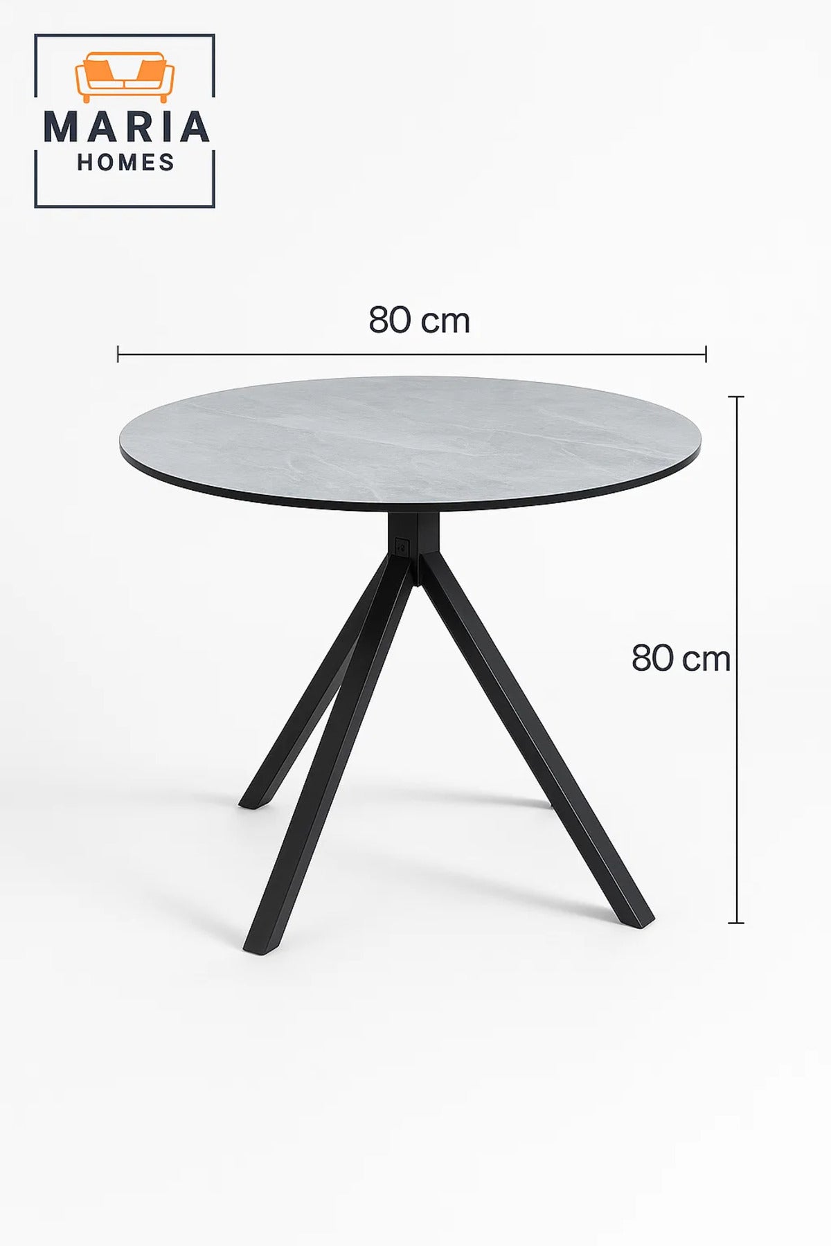 Round Grey Marble Dining Table √ê Modern Caf≈Ω, Restaurant, Office & Home Metal Furniture 80_80 cm