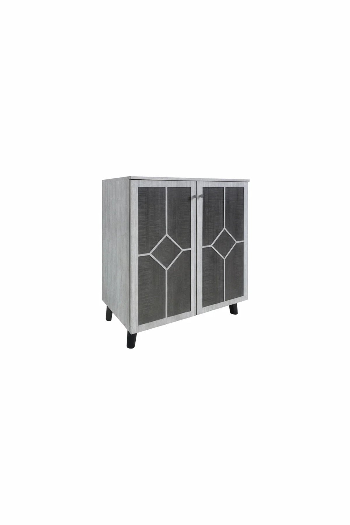 Modern Grey Storage Cabinet with Double Doors 80 _ 34 _ 91 cm