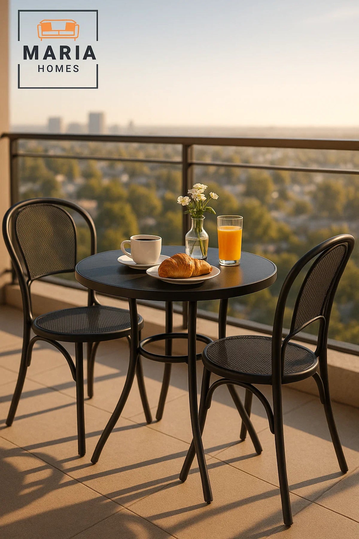 Modern Black Round Outdoor Dining Table 80x80x75 √ê Metal Patio Garden Furniture