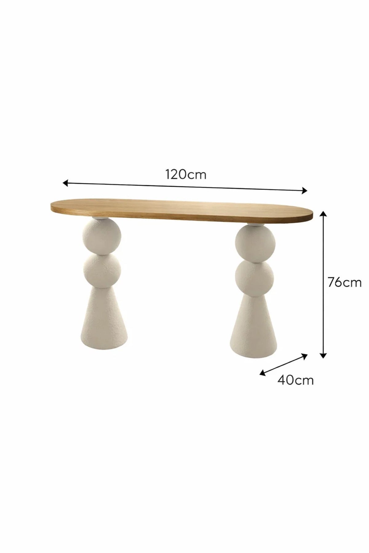 Sculptural Beige and Wood Console Table Modern Entryway Furniture for Hallway Living Room Decor