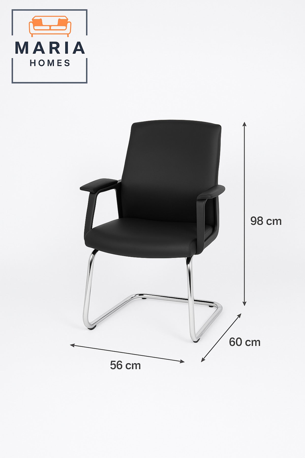 Black Visitor Chair Ð Sleek Design with Chrome Cantilever Base