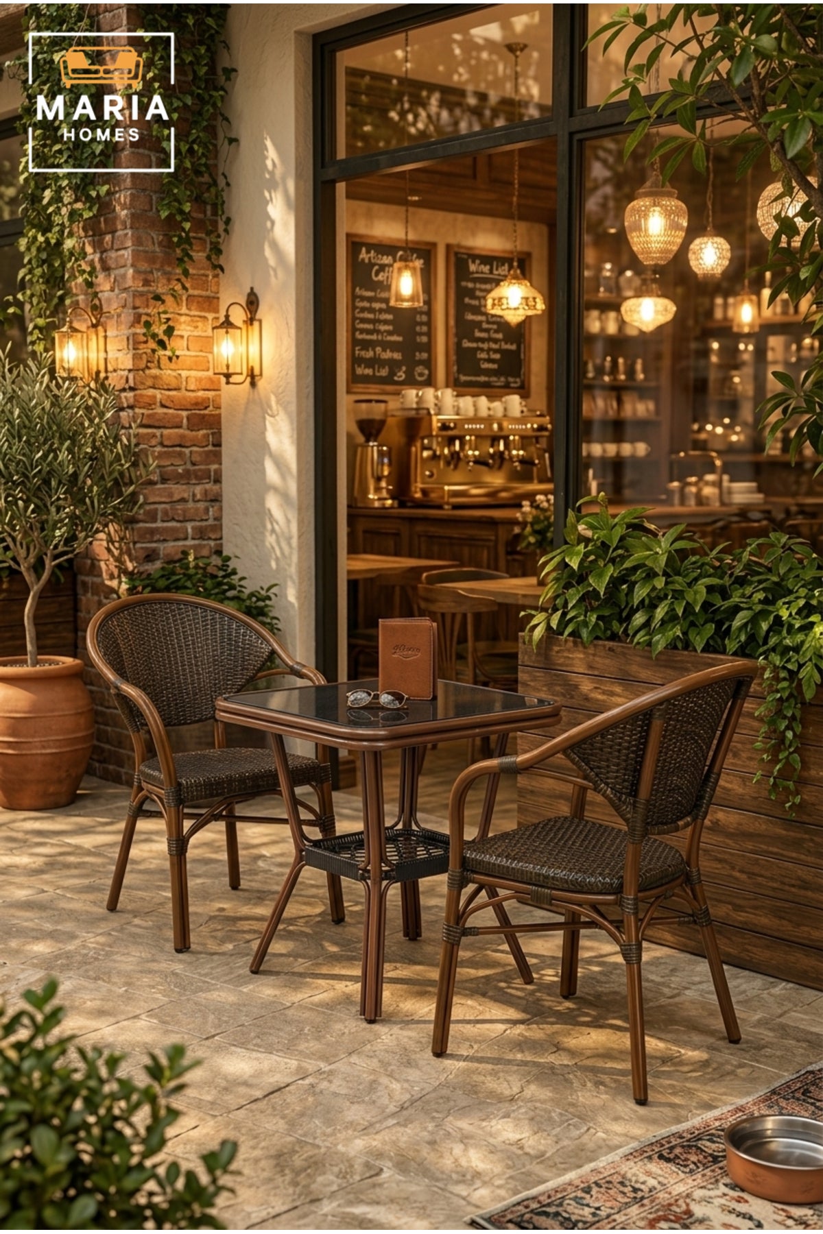 Modern Square Bistro Table Outdoor Caf≈Ω Table Patio Dining Table Rattan Style Brown