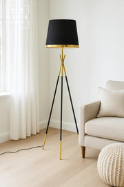 Luxury Black and Gold Tripod Floor Lamp