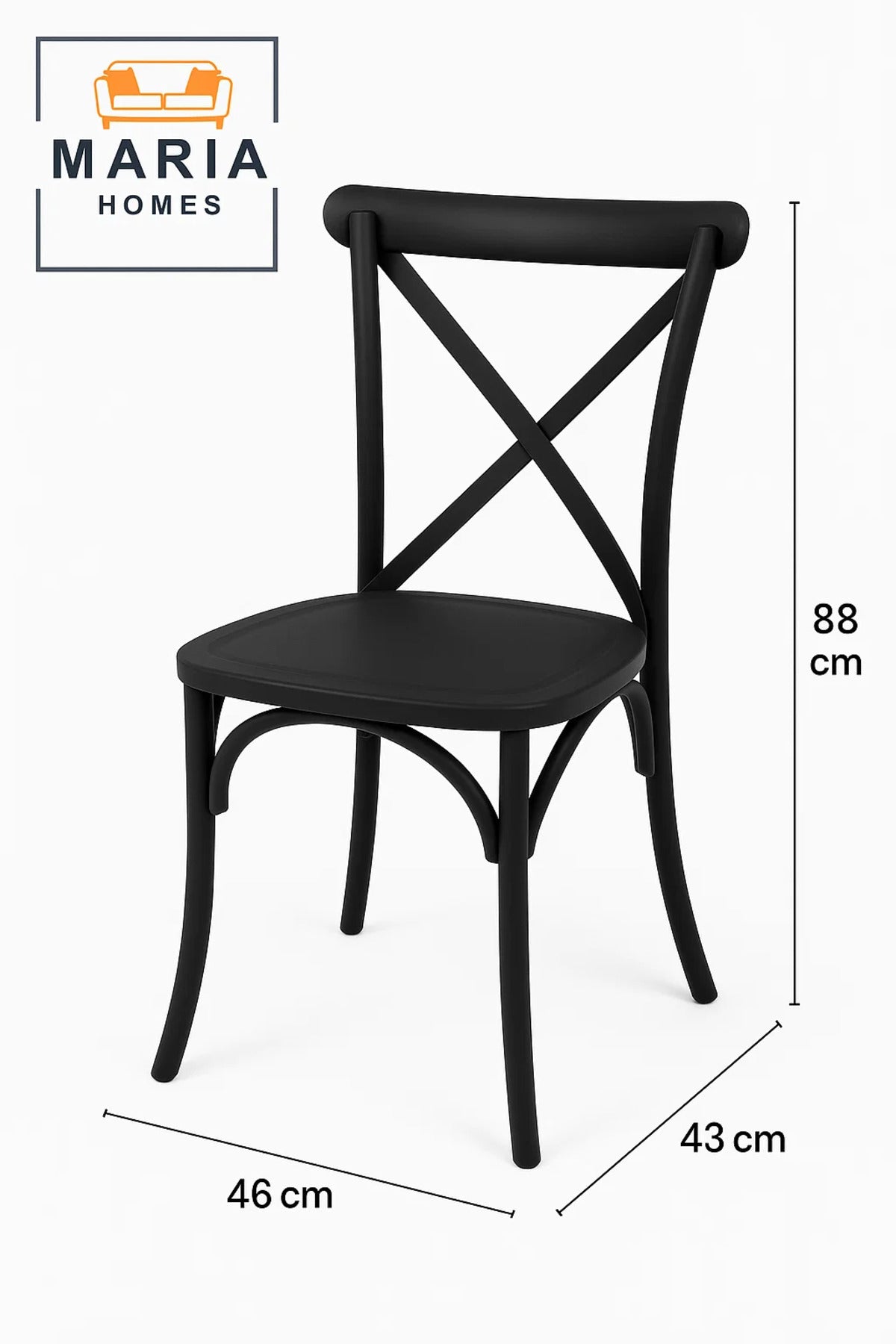 Black Cross Back Dining Chair Ð Elegant Plastic Chair for CafŽ, Kitchen, Events or Outdoor Seating
