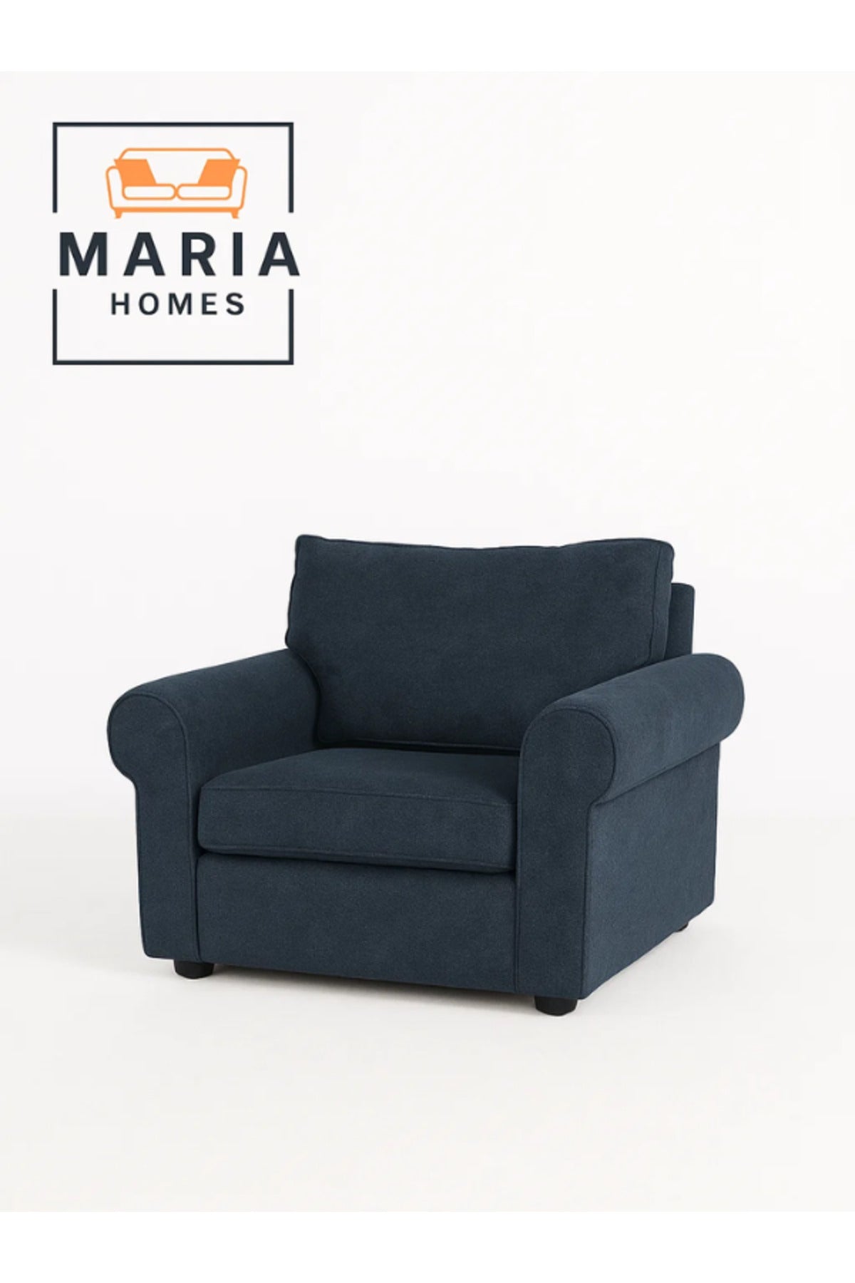 Blue Fabric Armchair Ð Single Seater Sofa for Living Room Comfort