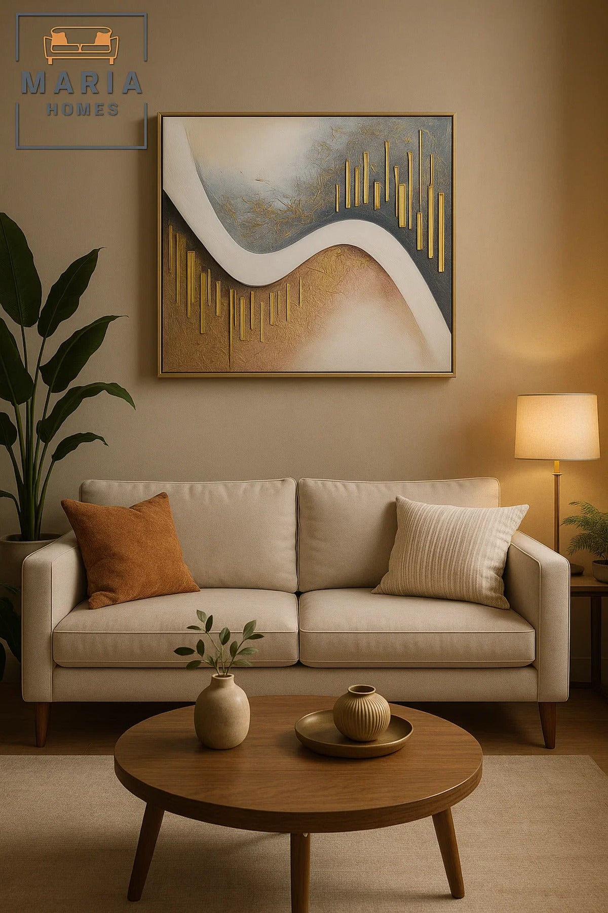 Gold and Blue Abstract Textured Wall Art Ð Modern Luxury Wave Decor for Living Room 100*100CM