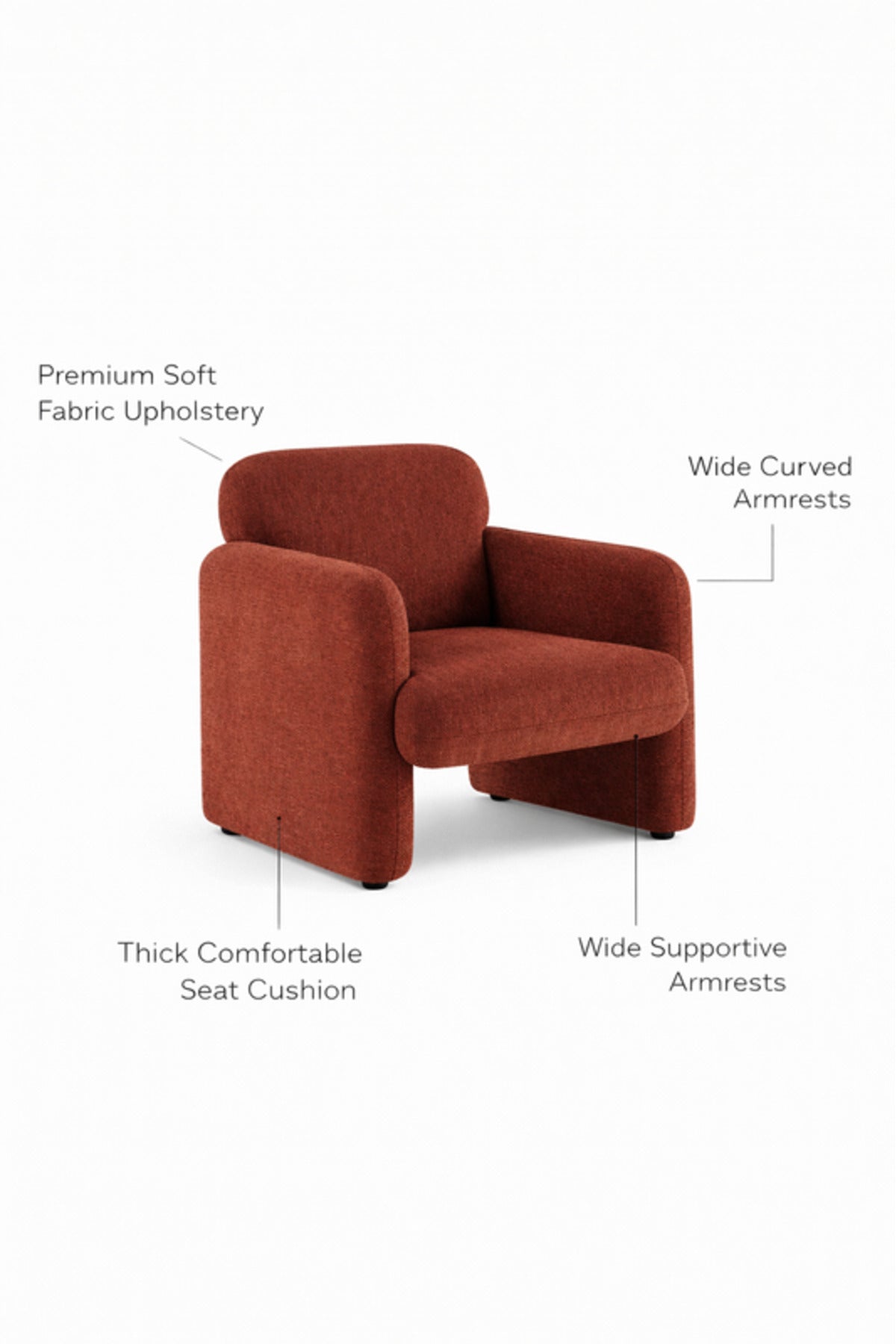 Dark Red Fabric Armchair Modern Living Room Lounge Chair dark red fabric BergÔøΩre