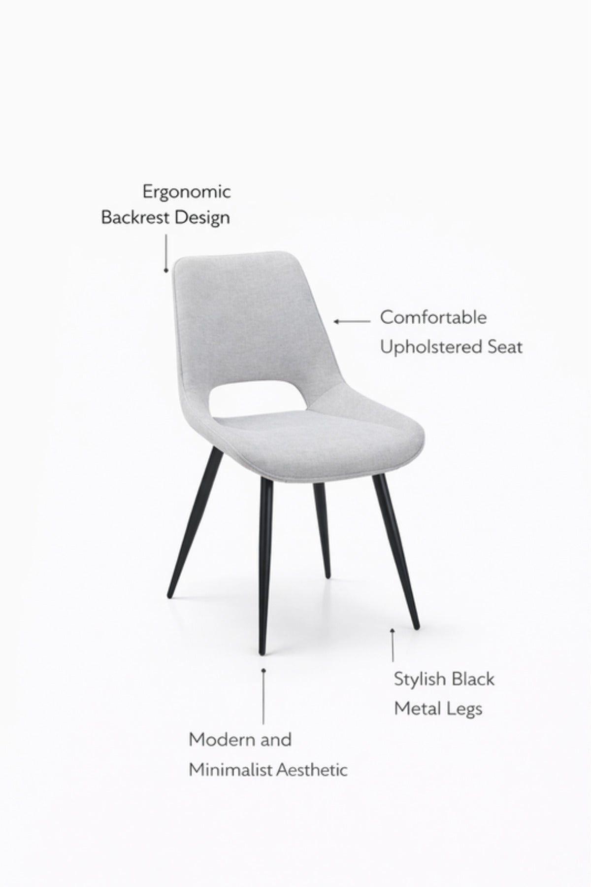 Light Grey Fabric Dining Chair 87x49x46cm Modern light grey fabric Kitchen