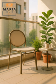 Beige Metal Dining Chair for Indoor and Outdoor Use Modern CafŽ Patio Terrace Home Furniture