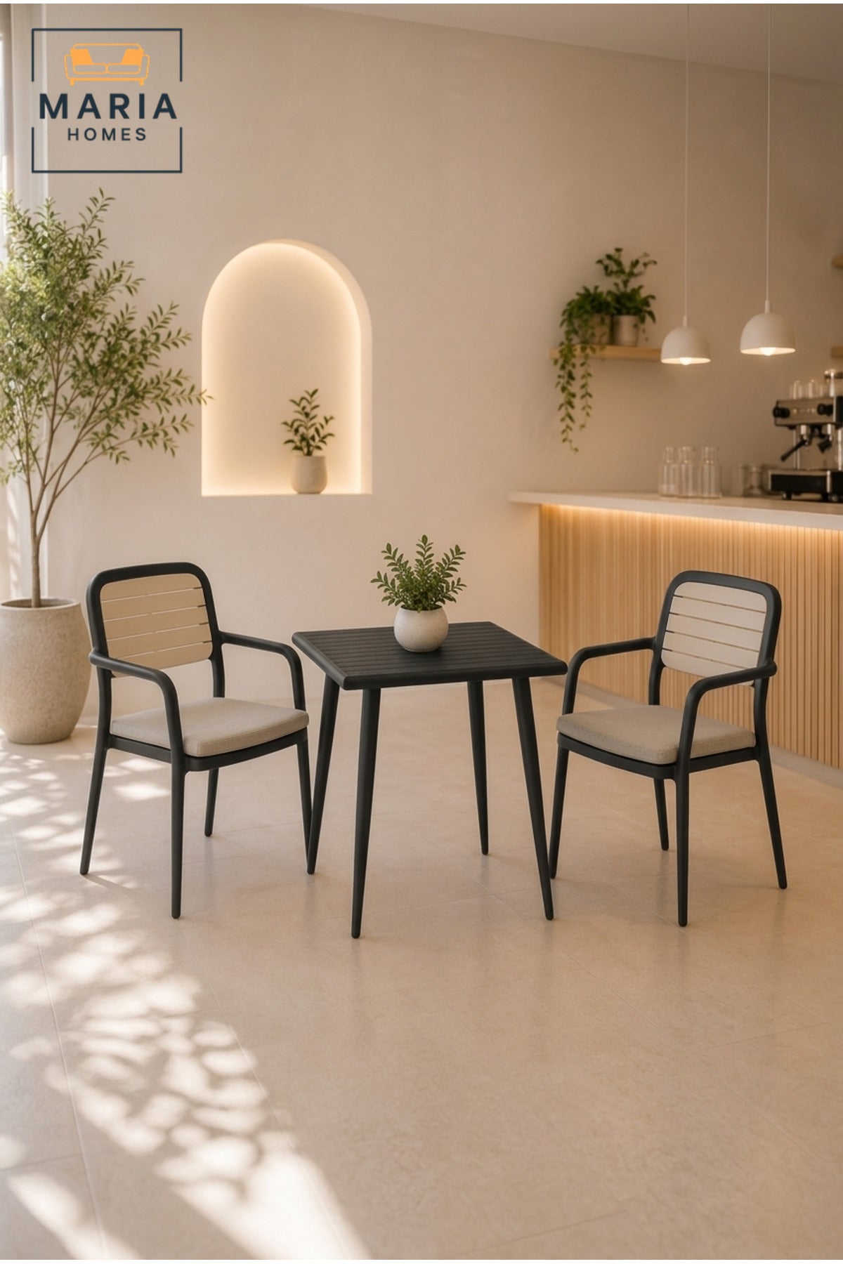Modern Square Side Table Coffee Table End Table for Living Room Balcony CafŽ Black
