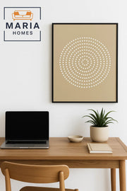 2Beige Wall Art with Textured White Circular Dot Mandala Design-size80*120 CM