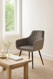 Modern Grey Velvet Armchair for Living Room, Dining Chair, Office Accent Chair, Home Furniture