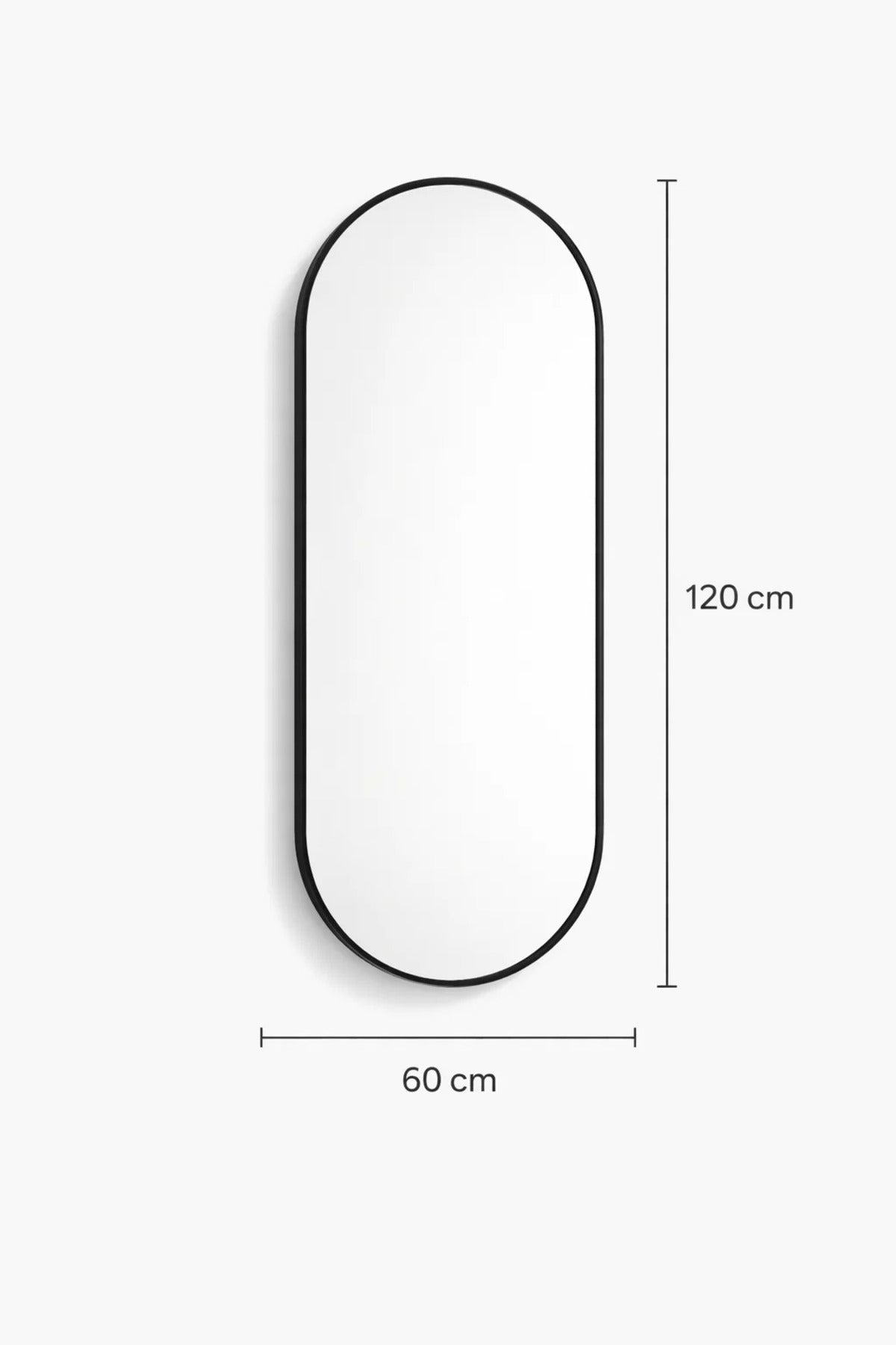 Oval Capsule Wall Mirror with Sleek Black Frame-size 120*60CM