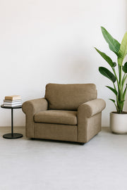 Coffee Brown Fabric Lounge Chair Comfortable Single Seater Armchair for Living Room, Bedroom