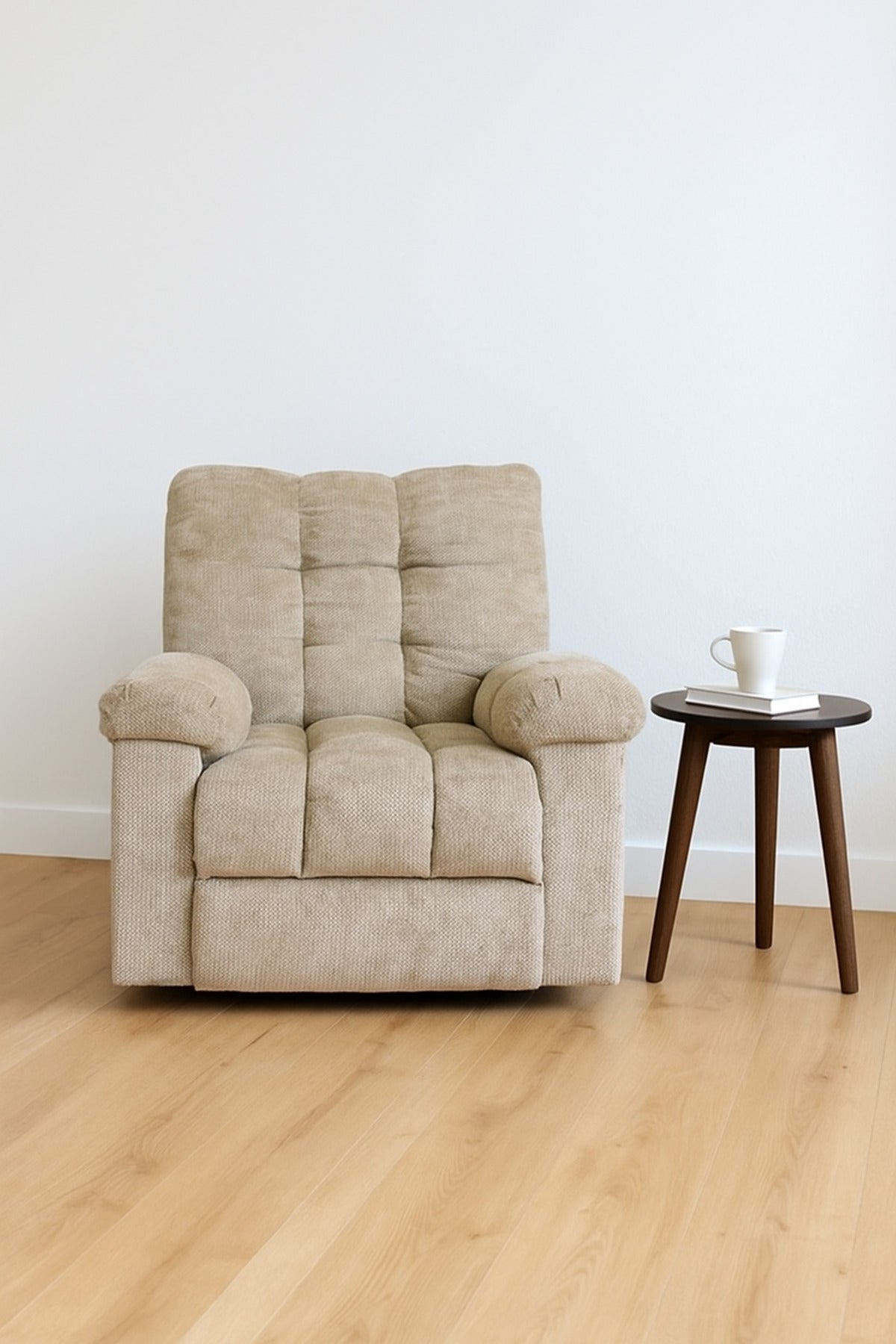 Beige Fabric Recliner Chair with Swivel, Rocking & Footrest Ð Cozy Lounge Seating