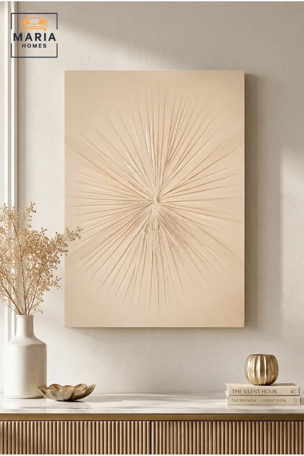 Beige Abstract Burst Textured Wall Art √ê Modern Relief Decorative Panel