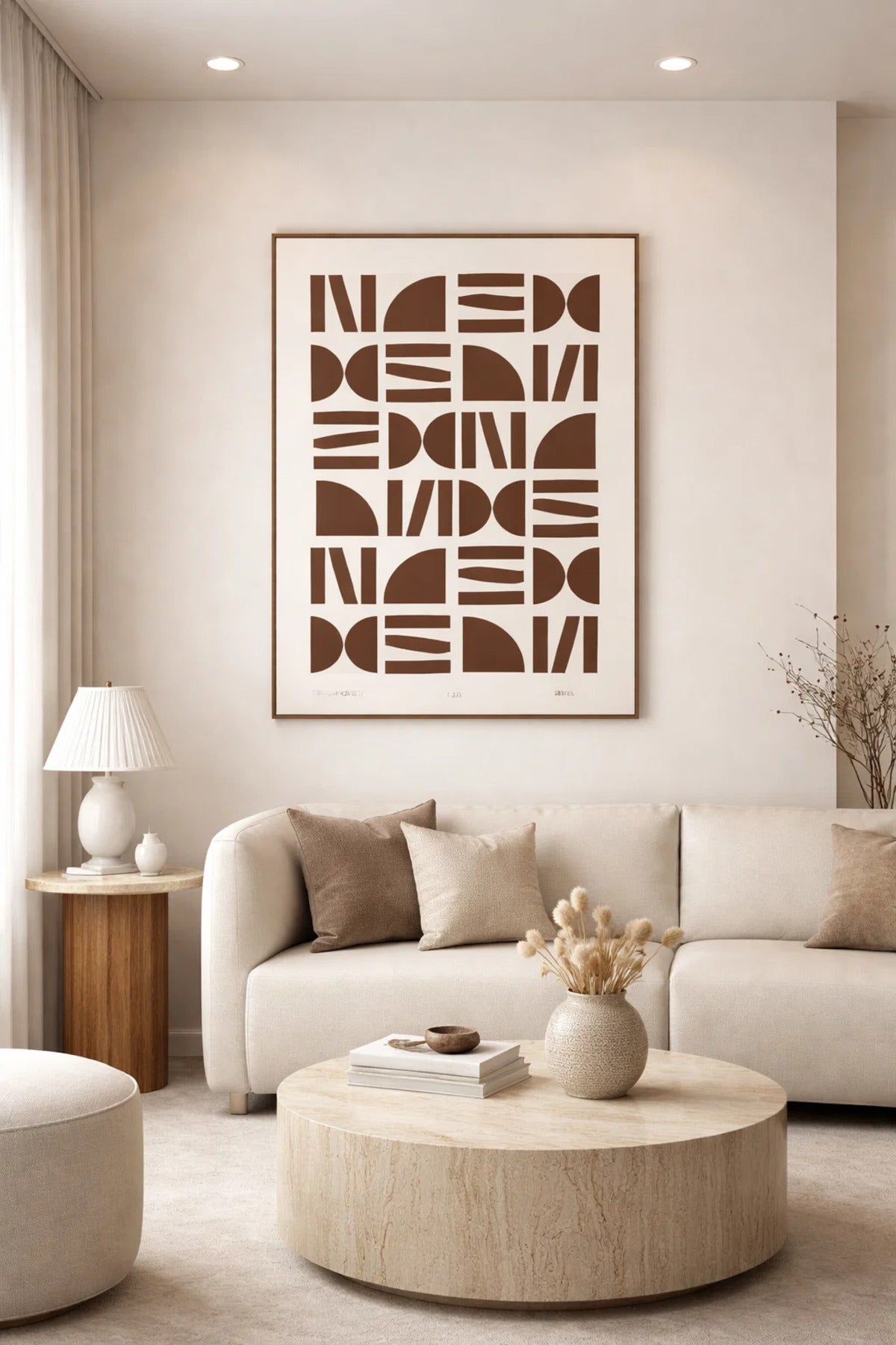 Abstract Geometric Wall Art with Wooden Frame 123 x 83 cm