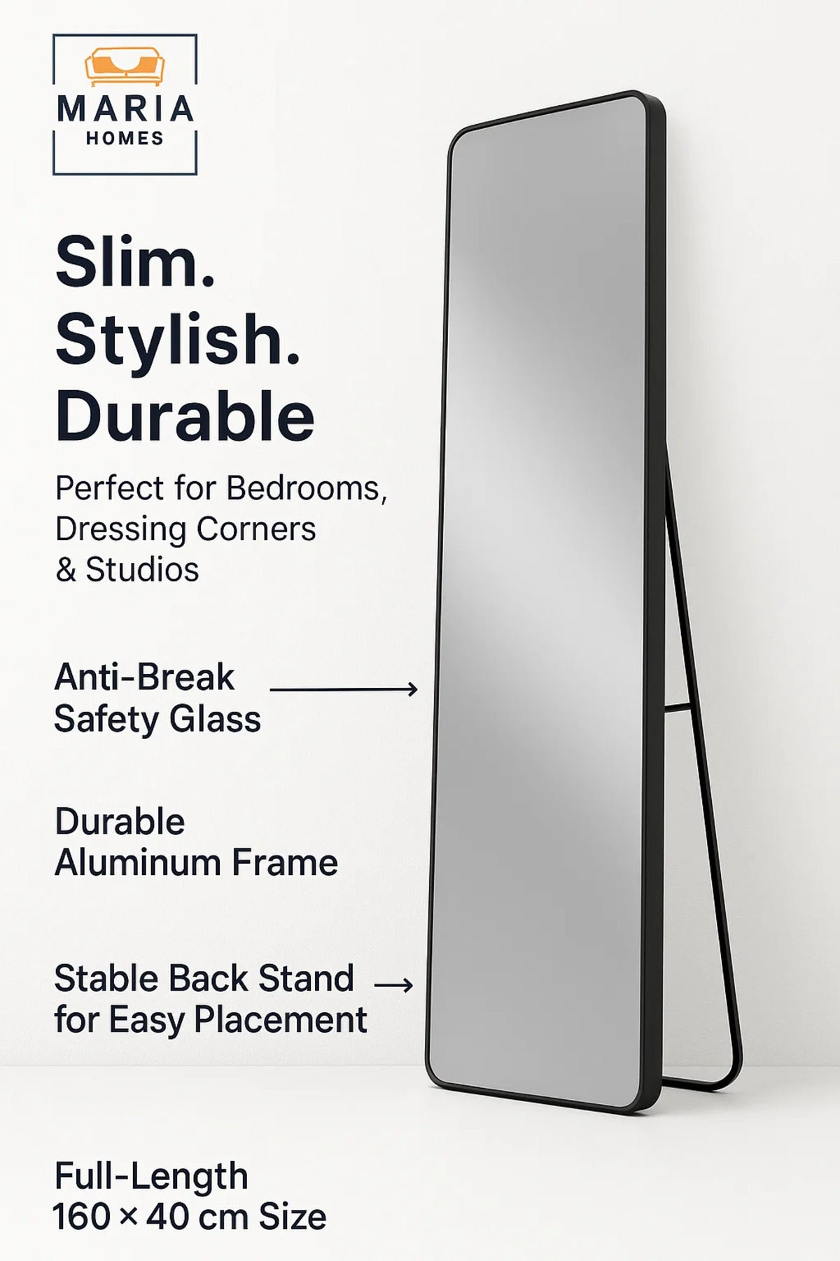 Black Full Length Standing Mirror for Bedroom Wall Mounted Dressing Mirror Modern Home D≈Ωcor
