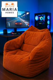 Ergonomic Corduroy Bean Bag Chair Ð Large Rust Orange Floor Lounger