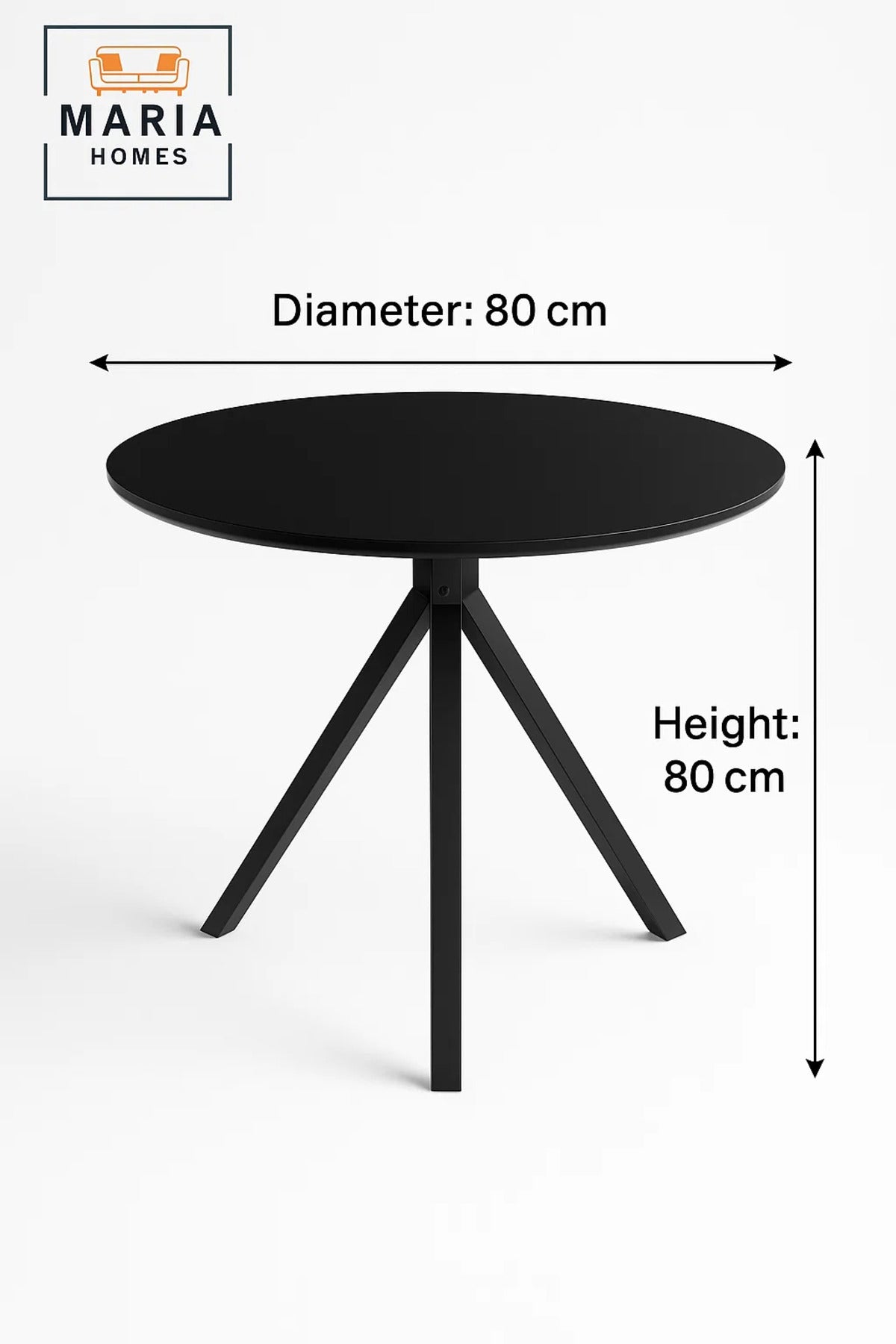 Round Black Dining Table √ê Modern Caf≈Ω, Restaurant, Office & Home Metal Furniture 80_80 cm