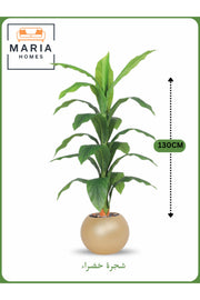 Artificial Green Leaf Tree 130 cm Ð Decorative Indoor Plant with Gold Pot