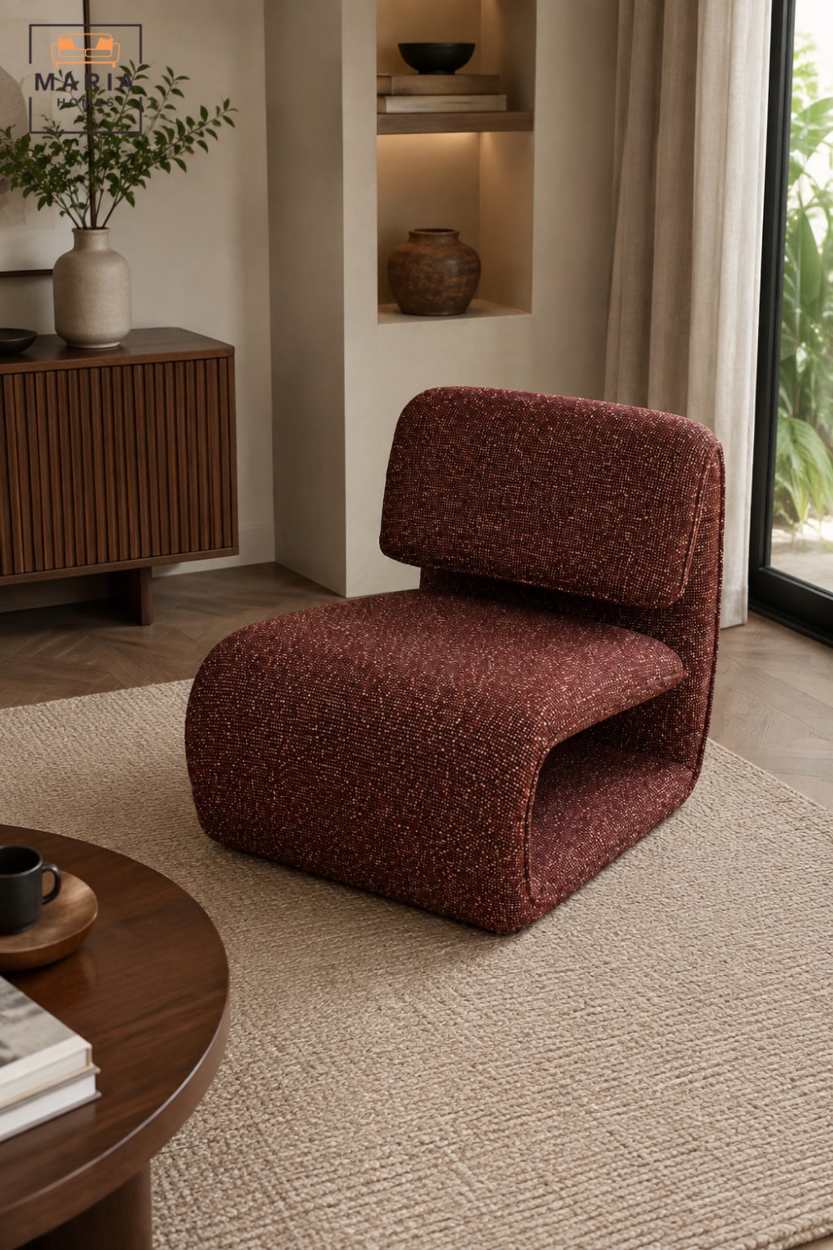 Modern Upholstered Accent Chair with Curved Sled Base & Padded Backrest | Contemporary Lounge Chair for Living Room, Bedroom, Office & Reception