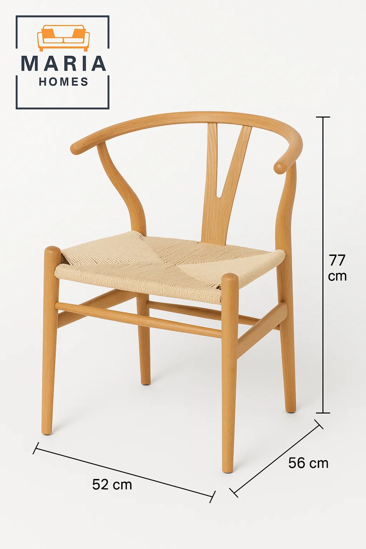 Scandinavian Style Wooden Armchair with Woven Rope Seat Ð Minimalist Dining Chair for Home or CafŽ