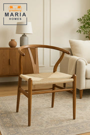 Natural Wood Wishbone Chair with Woven Rope Seat Ð Scandinavian Style Dining Chair for Modern Spaces