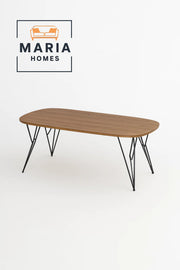 Oval Wood Coffee Table with Hairpin Metal Legs-size 110*60*45cm