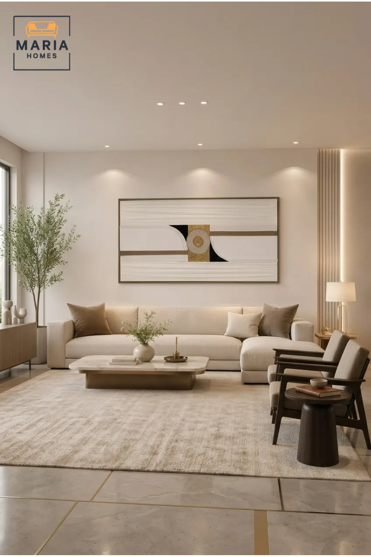 Luxury Horizontal Geometric Wall Art √ê Modern Abstract Framed Artwork with Gold Accents for Living Room, Dining Room & Office D≈Ωcor