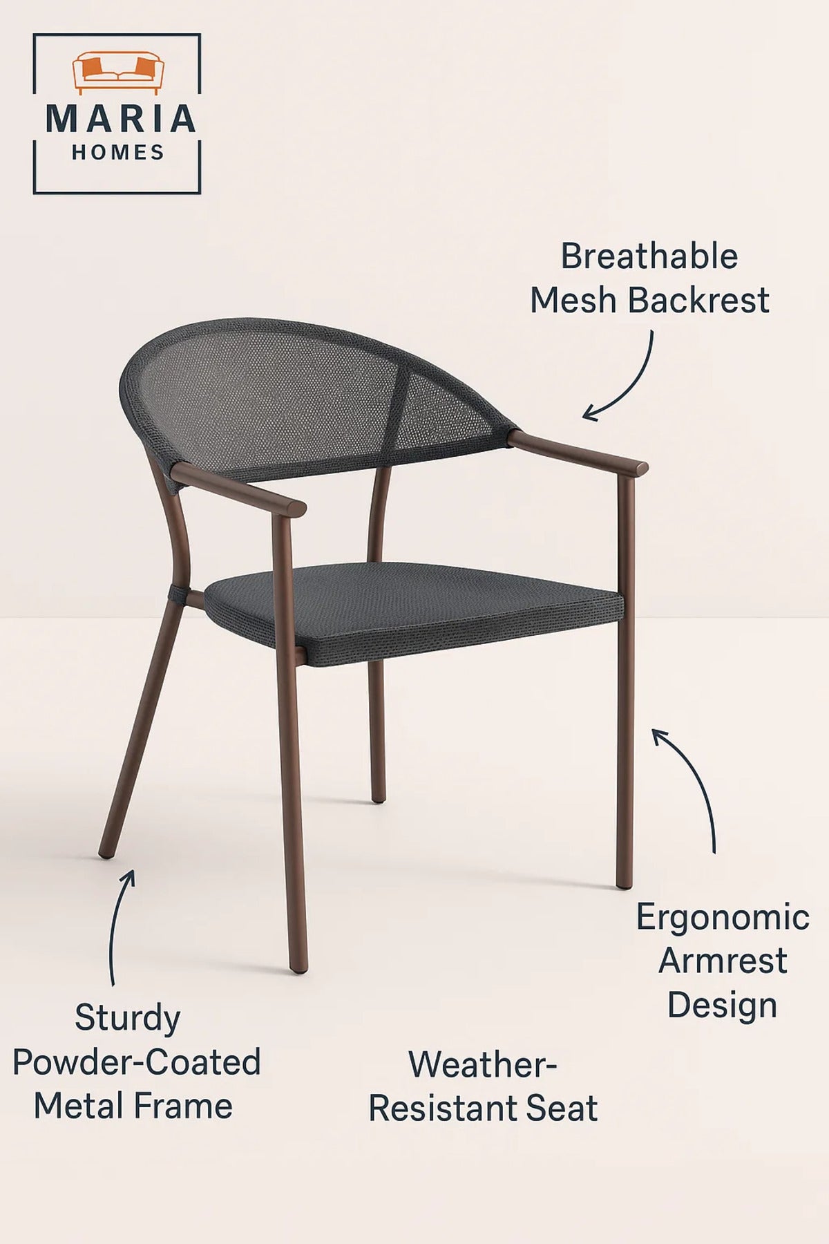 Modern Coffee Armchair Mesh Seat Durable Metal Frame Comfortable Dining and Office Chair