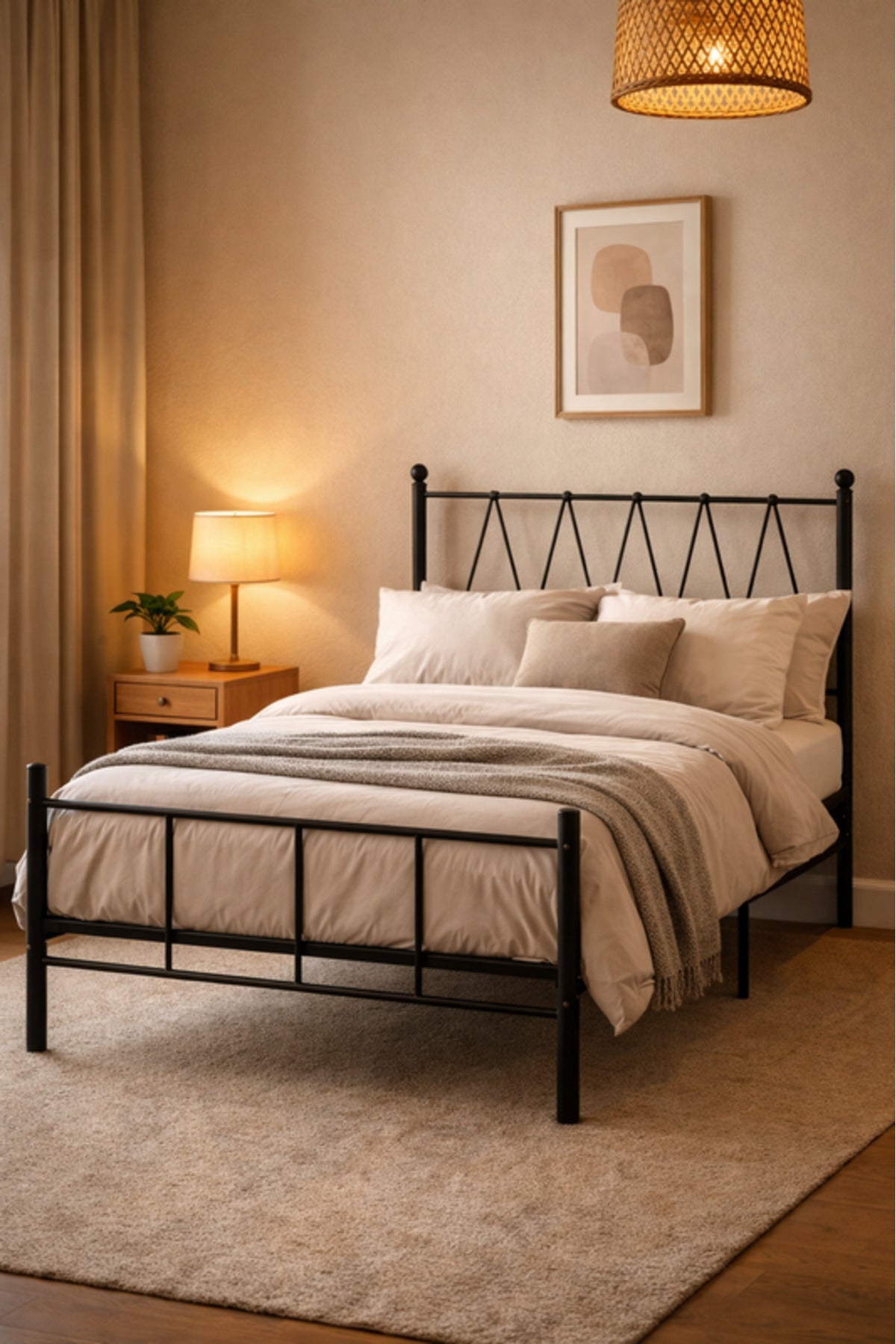 Black Metal Bed Frame modern design that fits well in bedrooms of different styles