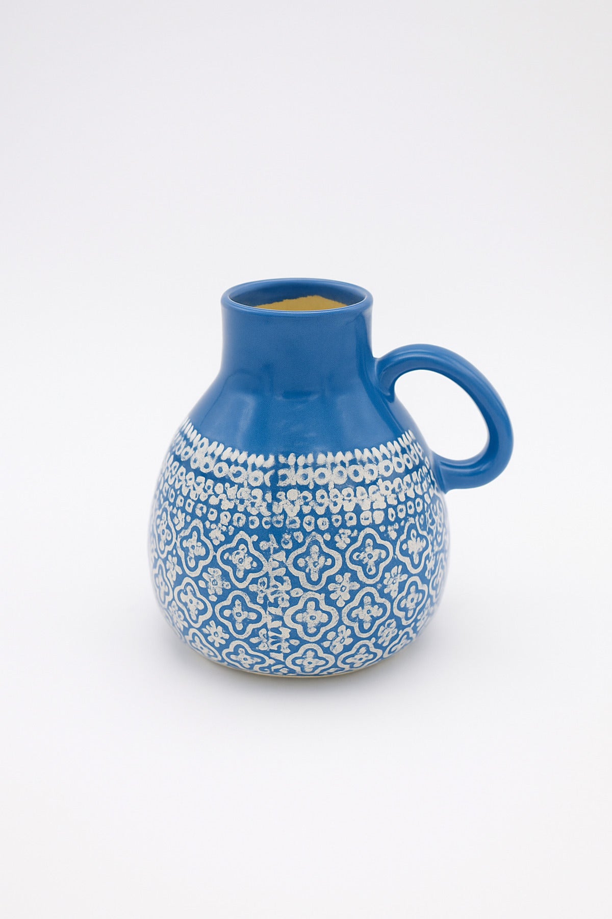 Light Blue and White Ceramic Jug Ð Handcrafted Moroccan-Style Decorative Pitcher