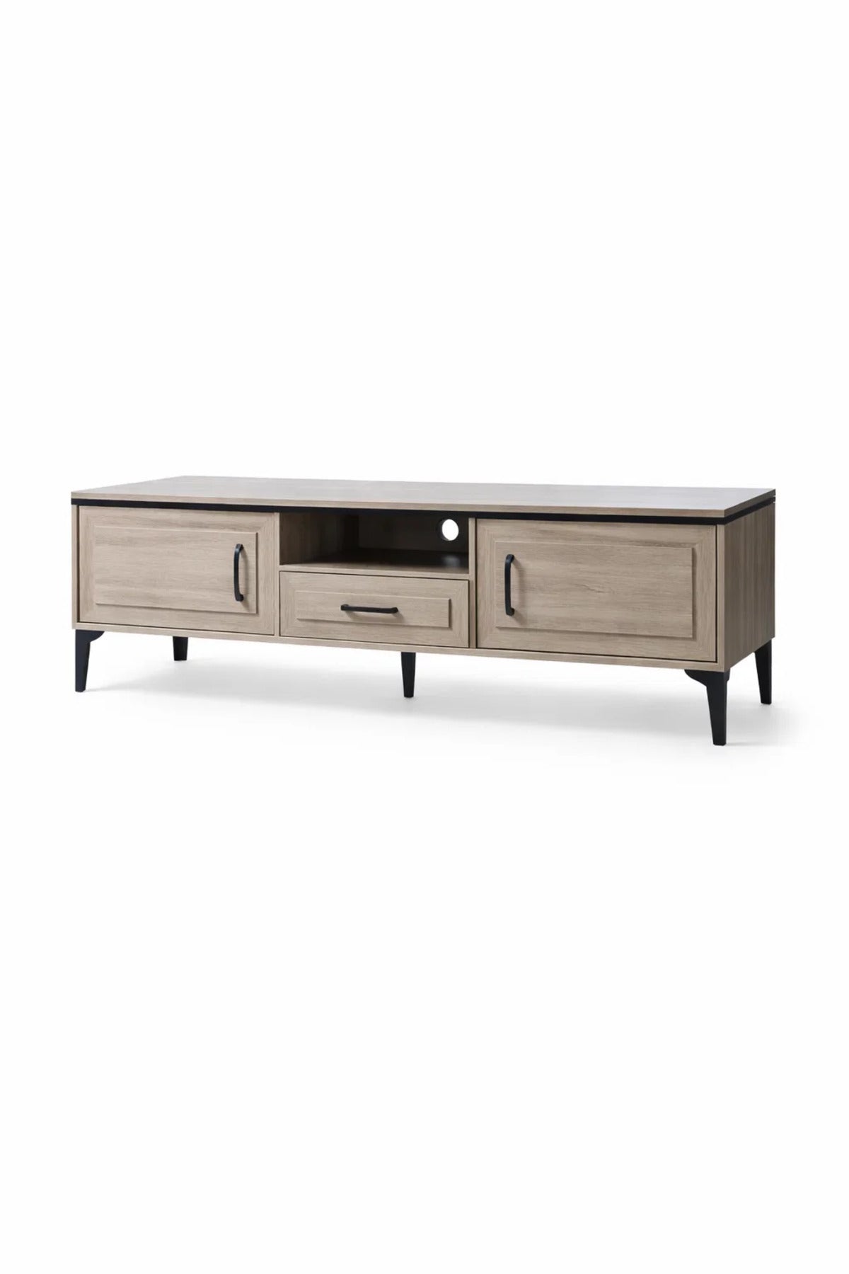 Modern Wooden TV Unit Media Stand Console with Drawer and Storage Cabinets for Living Room 180cm