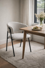 Light Grey Armchair with Black Metal Legs, 80x45x49 CM light grey armchair Kitchen