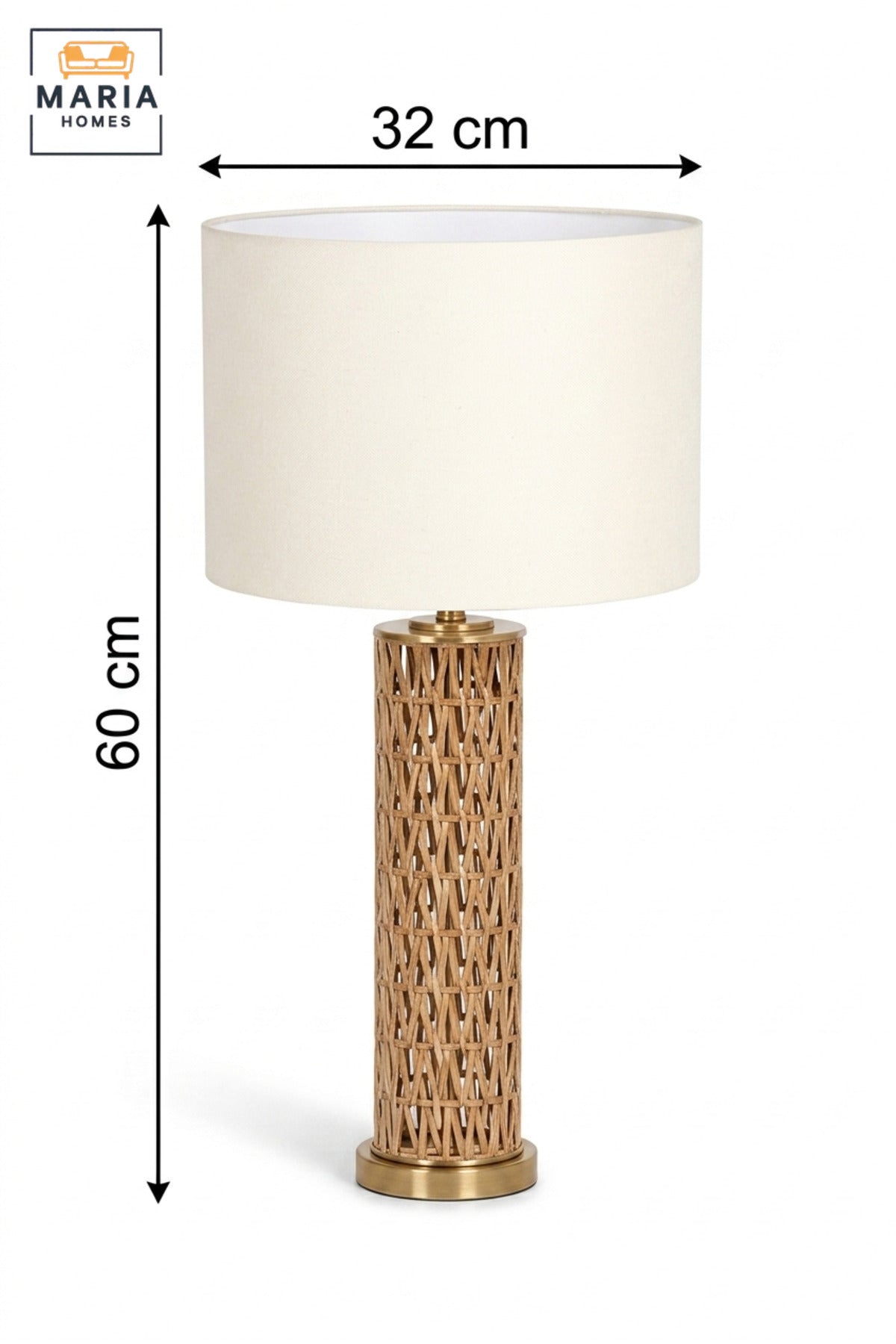 Luxury Gold Lattice Table Lamp with White Drum Fabric Shade and Decorative Cylindrical Base for Bedroom, Living Room, Office, Hotel and Bedside Décor