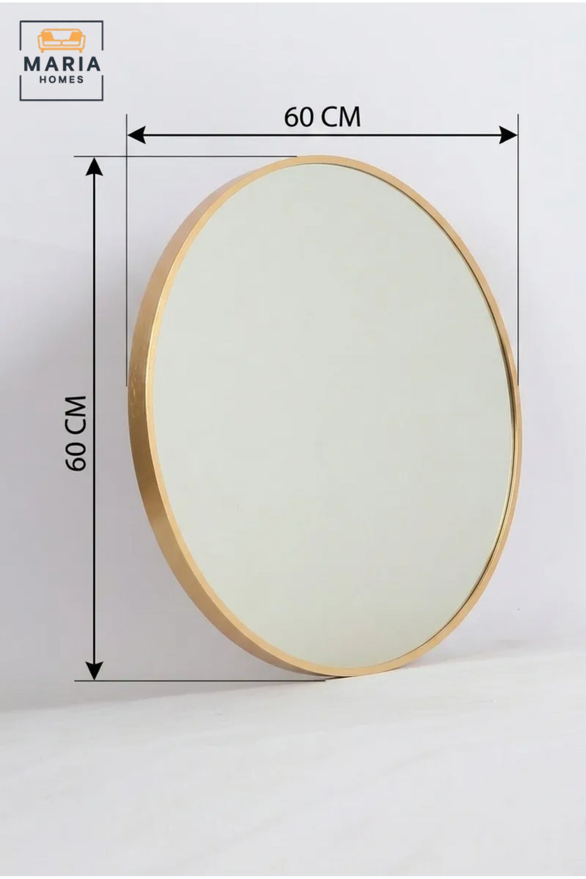 Round Framed Wall Mirror 60 cm with Slim Decorative Border, Modern Circular Mirror for Bathroom, Bedroom, Vanity, Hallway, Living Room and Entryway